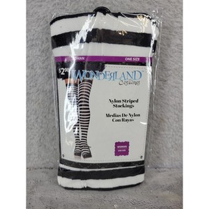 Wonderland Costumes Nylon Striped Stockings Woman One Size Black White