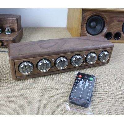 QS30 Black Walnut Shell for Glow Tube Clock 6-Bit DC5V 1A Retro Nixie Clock DIY