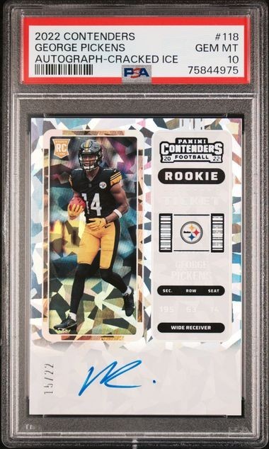 2022 Contenders George Pickens Cracked Ice Rookie Auto 15/22 GEM MT PSA 10