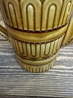Vintage Mustard Yellow Japanese Ceramic Teapot Embossed Bands w/ Lid — photo 5