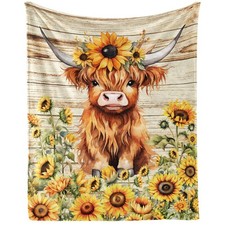 Highland Cow Blanket for Women Men, Cool Highland Cow Themed Design Printed T...