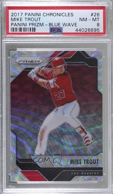 2017 Panini Chronicles Prizm Blue Wave Prizm 90/199 Mike Trout #26 PSA 8 2f4