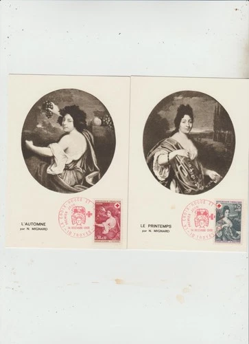 France 1968   2 FDC Maxi Cards   Red Cross issue   good condition