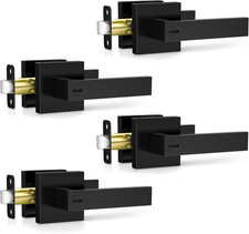 4 Pack Matte Black Door Handles, Keyless Interior Door Knobs, Privacy Door Lever