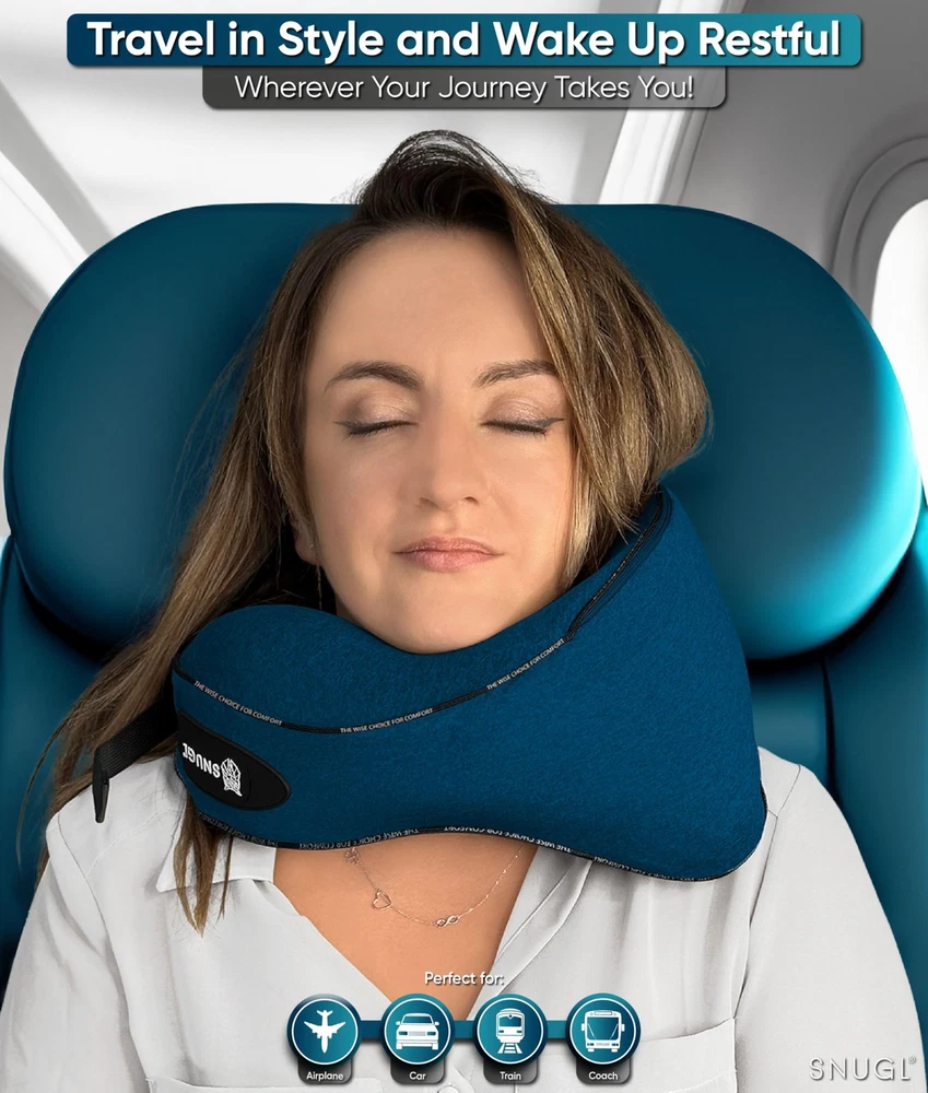 Memory Foam Travel Neck Pillow for Airplanes with Carry Bag Memory Foam Travel Neck Pillow for Airplanes with Carry Bag