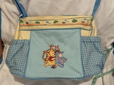 Vintage Winnie The Pooh Diaper Bag With Changing Pad Blue Gingham