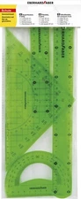 Eberhard Faber 570005 Geometry 2 rulers 15 cm 30 cm, Protractor and Set Square A