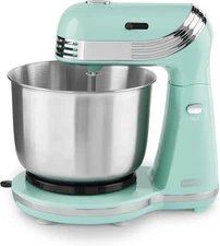 **Dash 6-Speed Stand Mixer with 3Qt Stainless Bowl, Hooks & Beaters - Aqua
