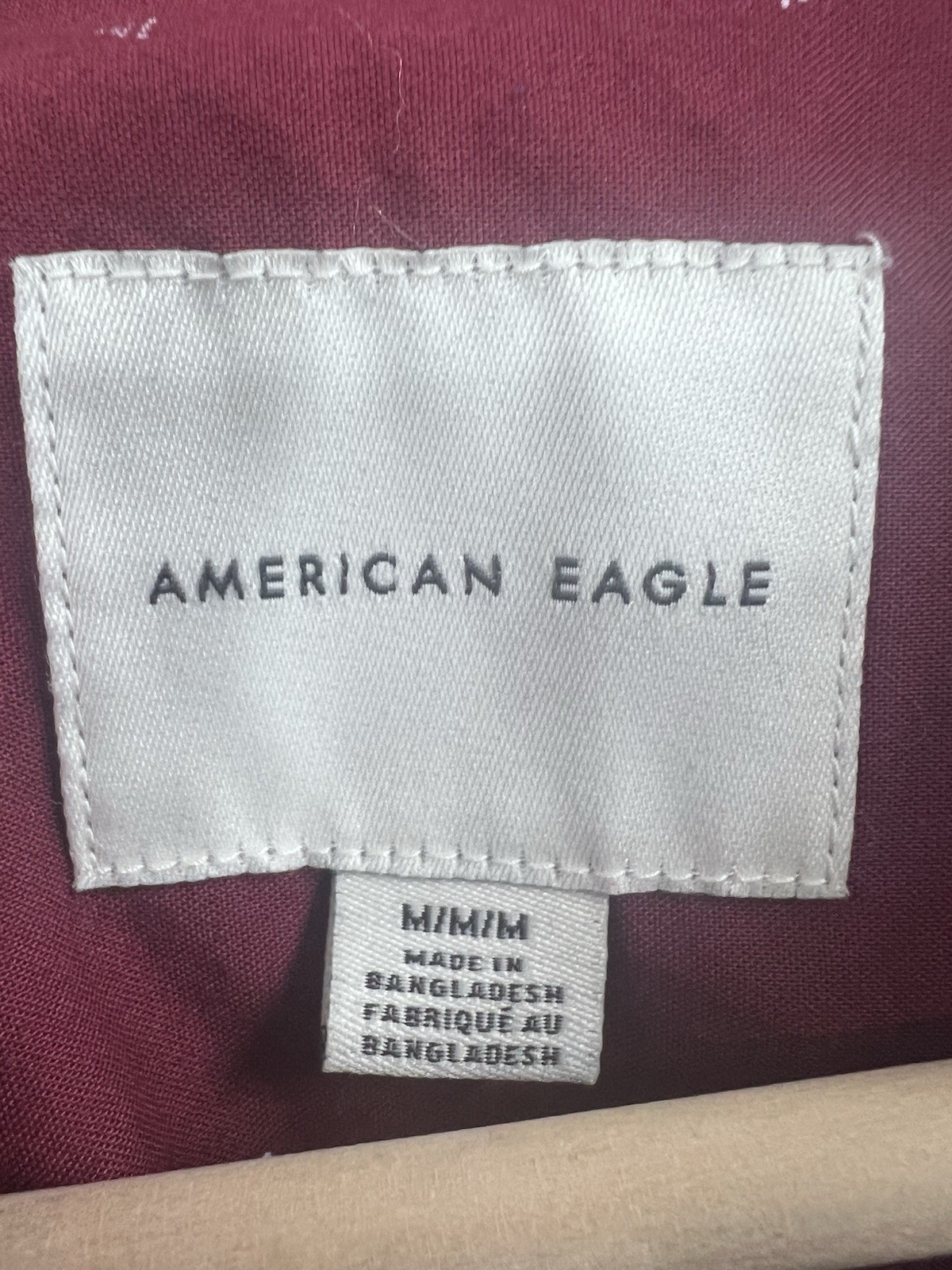 American Eagle Maroon Patterned Short Sleeve Butt… - image 3
