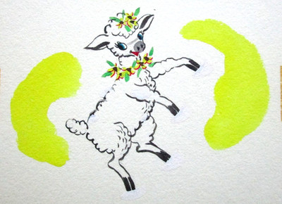 1968 MARY'S LITTLE LAMB DOLLIE TINGLE  ORIGINAL drawing art BOOK PAINTING sheep