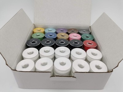 Prewound Bobbin Size M Style M Multi-Color 75pcs per Box Plastic Sided 40S/2 ...
