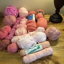 Mixed Lot Of Pink Yarn. Used