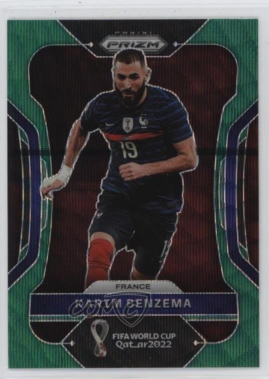 2022 Panini Prizm World Cup Qatar Green Wave Prizm Karim Benzema #99 1h9m