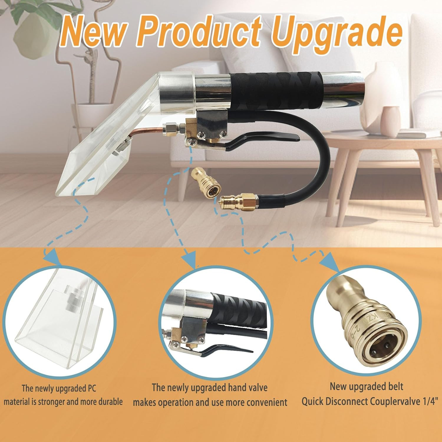 Carpet Extractor Wand with 1/4"Quick Disconnect Coupler Valve for Shop Vac/Mytee