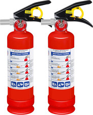 2 Pack ABC Dry Chemical Fire Extinguishers, 2.5 Lb 1A:10B:C Rating for Home, Veh