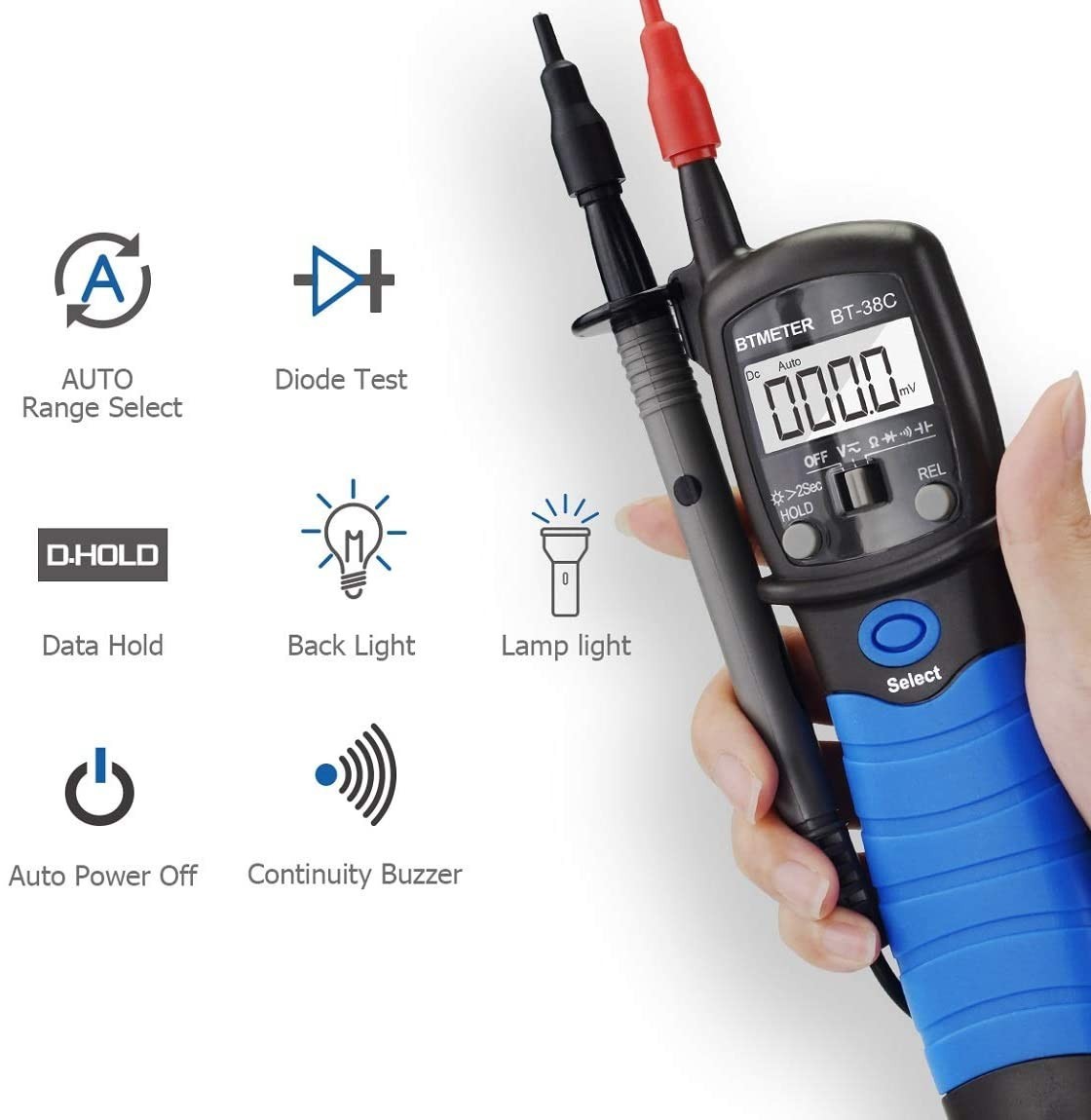 BTMETER Pen Type Digital Multimeter AC DC 600V Voltage Tester Resistance Meter