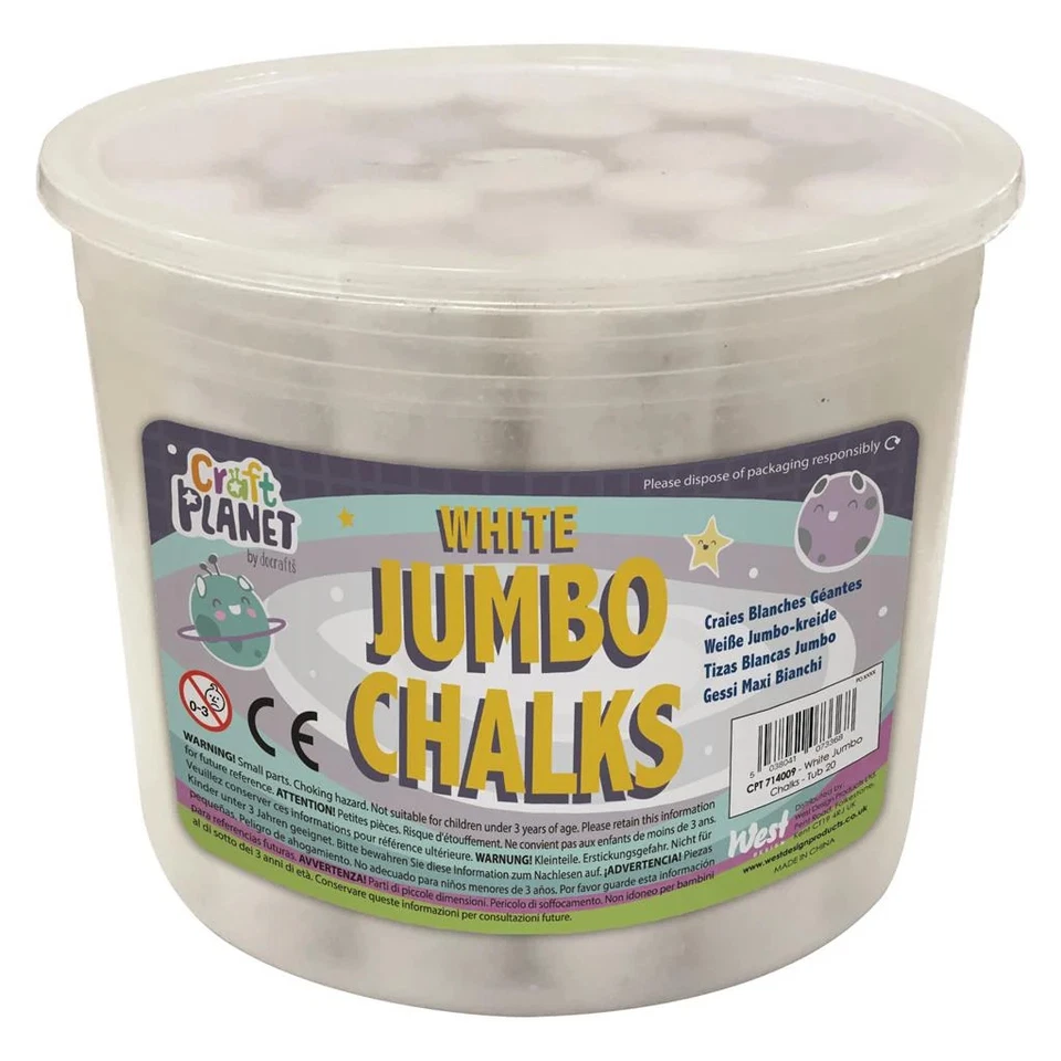 Craft Planet Jumbo weiße Kreiden in Wanne (20 Stück) - Bild 1 von 1