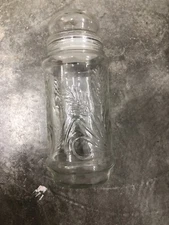 Vtg 1982 Planters Glass Canister Jar Wheat Pattern Mr Peanut Anchor Hocking