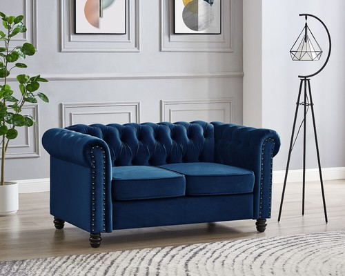 Chesterfield Velvet Sofa 3 2 Seater Couch Suite Tufted With Studded Arm New - Picture 25 of 64