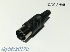Connettore DIN 5 Poli a saldare maschio M spina volante pvc guidacavo 5p pin