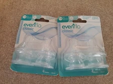 New~ Lot of 2 4 Pack Evenflo Classic Silicone Nipples Stage 2 Medium Flow