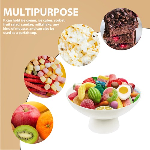 Delicate Ceramic Smooth Edges Footed Ice Cream Cup Tall Fruit Bowl Pudding Dish - Picture 8 of 12
