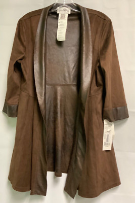 Joseph Ribkoff  Faux Suede Reversible Cardigan Style Brown Jacket size 10