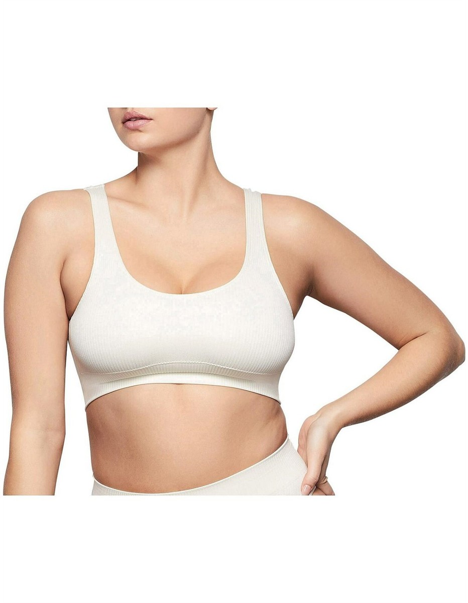 NWOT SKIMS STRETCH RIB SCOOP BRALETTE BONE WOMEN'S SIZE S/M