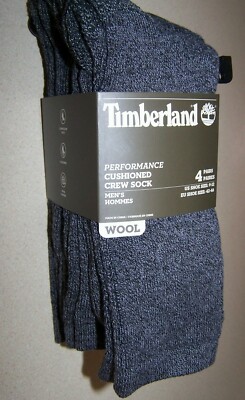 PACK OF 4 TIMBERLAND MARLED CUSHIONED WOOL BLEND CREW SOCK MEN'S SZ 9-12