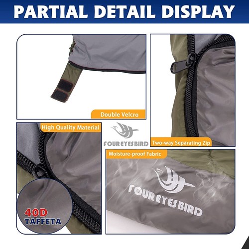 Invidual Sleeping Bag Unisex Outdoor Green 03 Season Zipper Constant Temperature - Picture 6 of 8