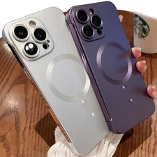 Matte Magnetic Case for iPhone 16 15 Pro Max 14 13 12 Metallic Finish Frameless