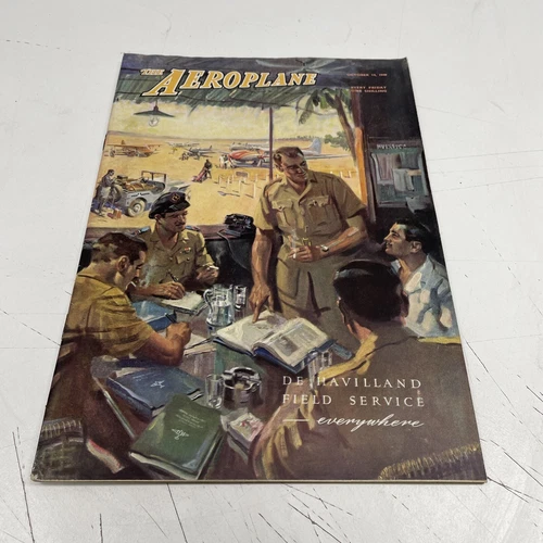 VINTAGE 1949 War WW2 Plane Aeroplane Advertisement Art British Military Base