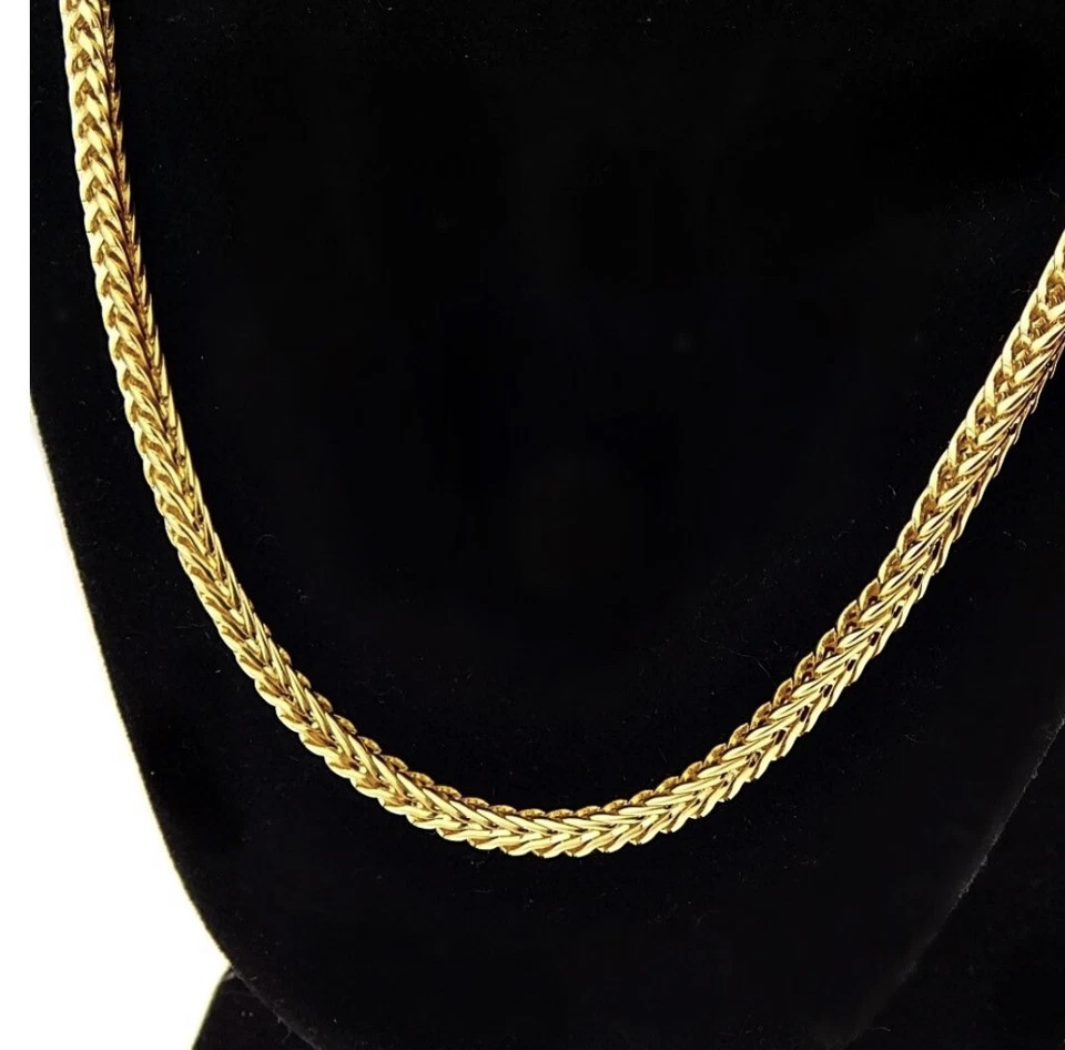 18k gold plated chain franco link chain 30” inch long x 4mm necklace Foto 2 de 4