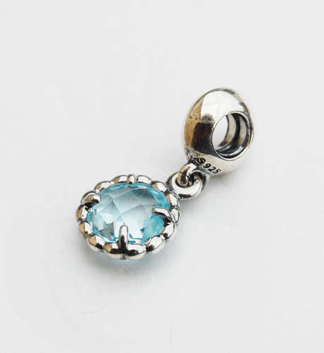 Genuine Pandora Blue Topaz Hanging Charm "Cool Breeze" -  791021BTP - retired - Bild 1 von 2