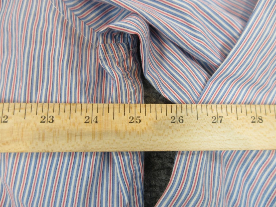 Converse Shirt Mens Adult 2XL XXL Blue Red Stripes Button Up Long Sleeve Casual - Image 4 of 4
