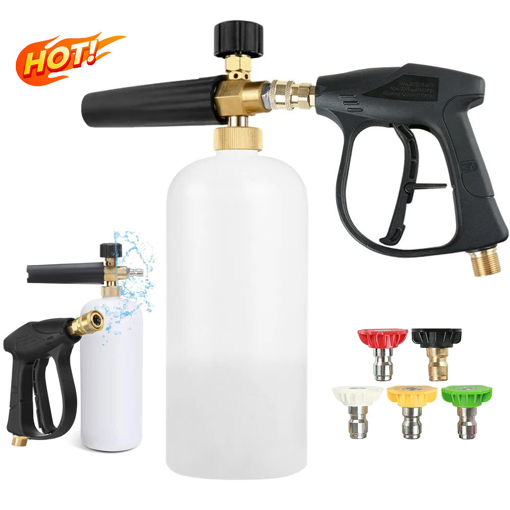 High Pressure 3000PSI Car Power Washer Gun Spray Wand Lance Nozzle & Bottle Kit