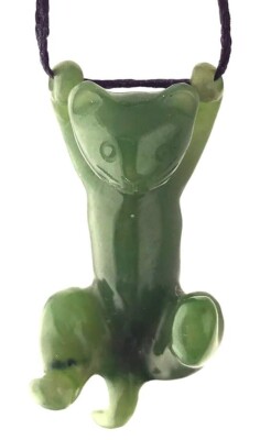20MM NATÜRLICHE REINE NEPHRIT JADE NIEDLICH ENTZÜCKEND HÄNGENDE KÄTZCHEN KATZE ANHÄNGER HALSKETTE