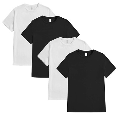 Men's Heavyweight Crew Neck T-Shirt Short Sleeve Cotton Comfort Top Sweatshirt