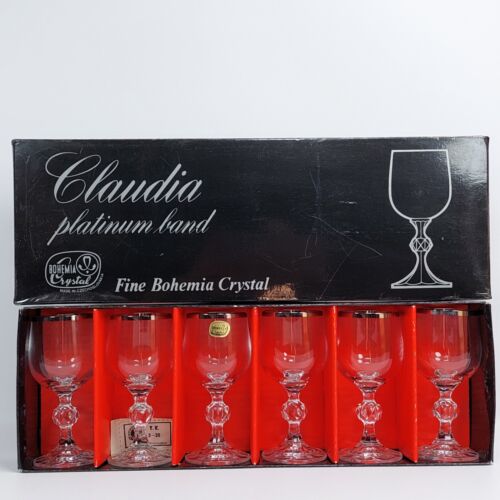 Bohemia Czechoslovakian Claudia Crystal Port Sherry 90ml Glasses 6 Boxed Set - Picture 1 of 12