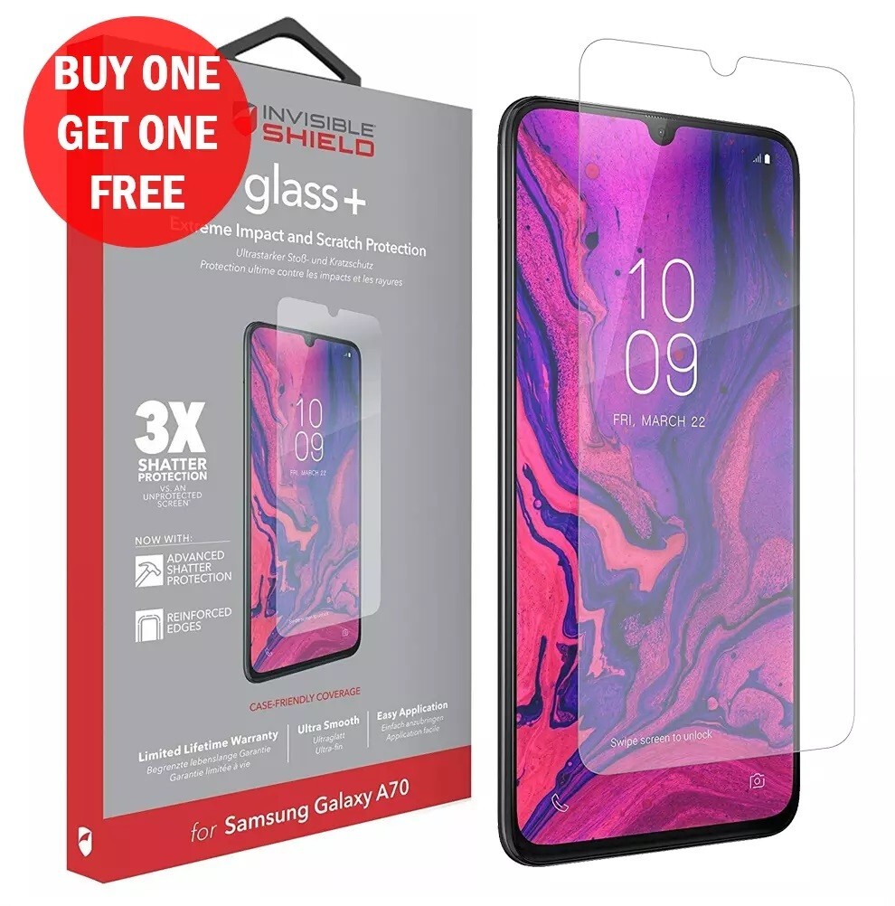 Glass Screen Protector For Samsung Galaxy A70 Invisible Shield Glass Plus