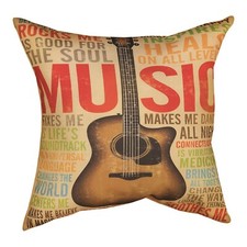 GUITAR MUSIC TEXTURED INDOOR OUTDOOR OBLONG THROW PILLOW - 18" SQUARE