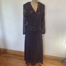 New 148. R  M Richards size 14 eggplant long dress  jacket 2pc