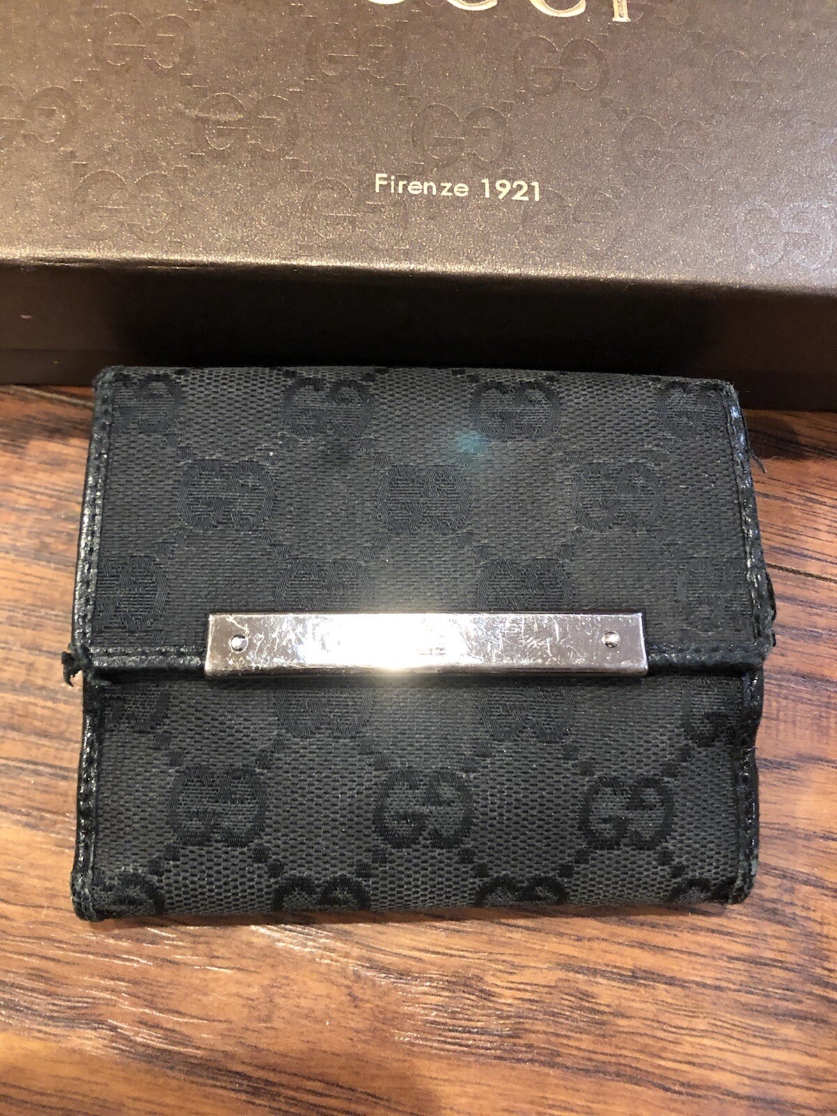 Authentic GUCCI Monogram Black Silver Canvas Leat… - image 2