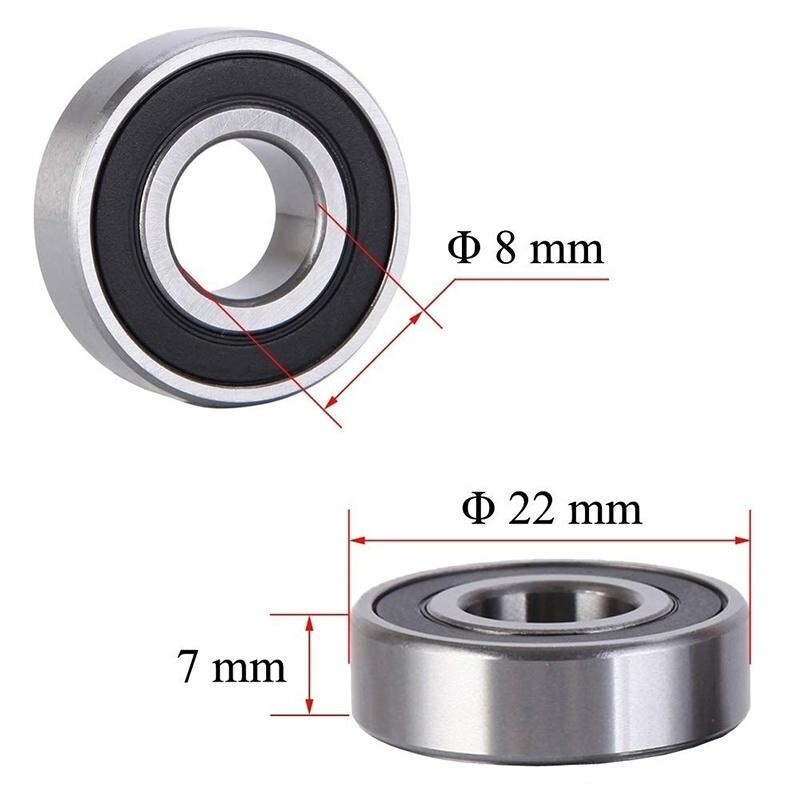 608-ZZ Ball Bearings - 10 Pack Of 8x22x7mm Dual Shielded Skateboard Bearings