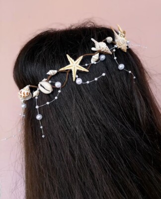 Bohemian beach crown, Beach Bridal Hair Accessory, starfish  display picture 1