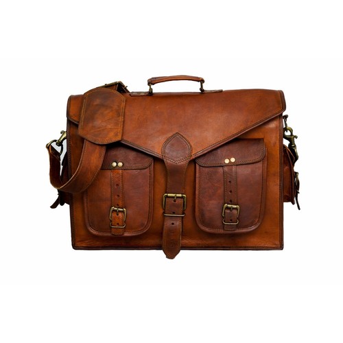 Sac à Dos En Cuir Vintage Fait Main - Marron - Taille 16 Pouces