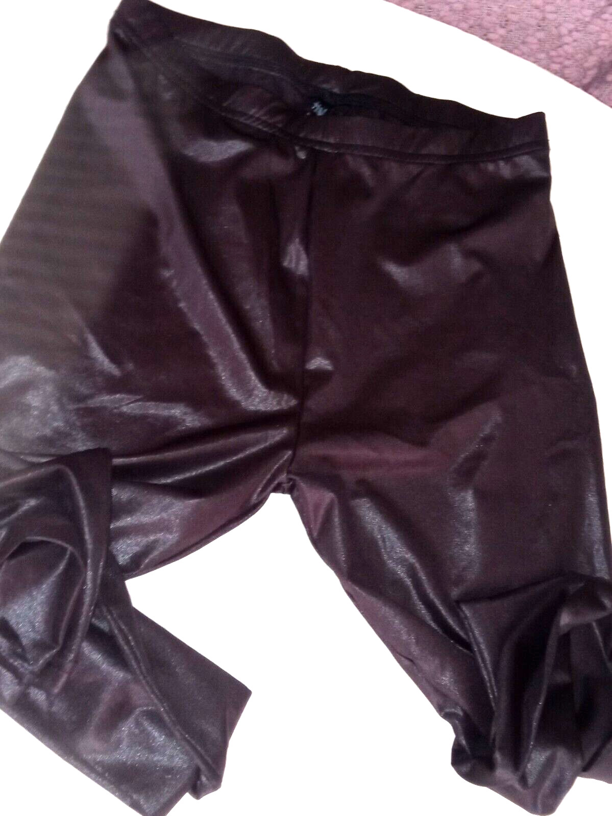 H&M latex glitter leggings, S, 24/28, black, solid, ankle, Turkey thumbnail 2