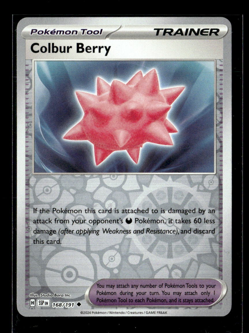 Pokemon Colbur Berry 168/191 Surging Sparks  Reverse Holo Uncommon 2 Card Lot