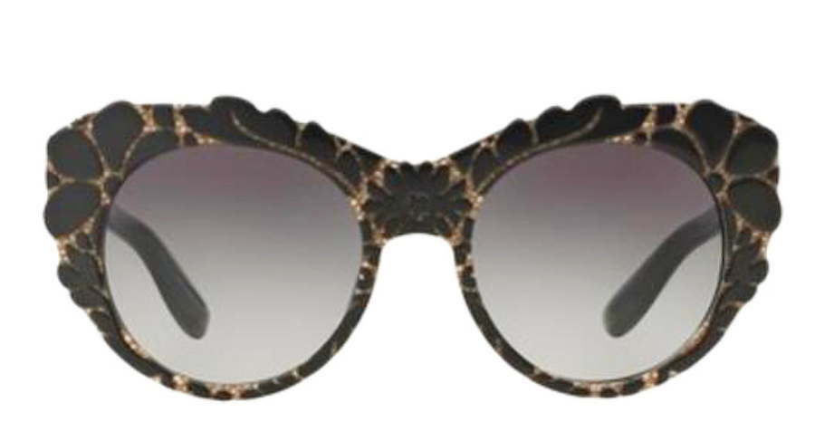 Dolce&Gabbana Floral Relief Sunglasses Black + Tissue Brown Hand Applied Flowers Dolce&Gabbana Floral Relief Sunglasses Black + Tissue Brown  main image 2