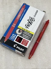 Pilot FriXion Clicker Erasable Pens 31452, Red Gel Ink, 0.7mm Fine, Box of 12